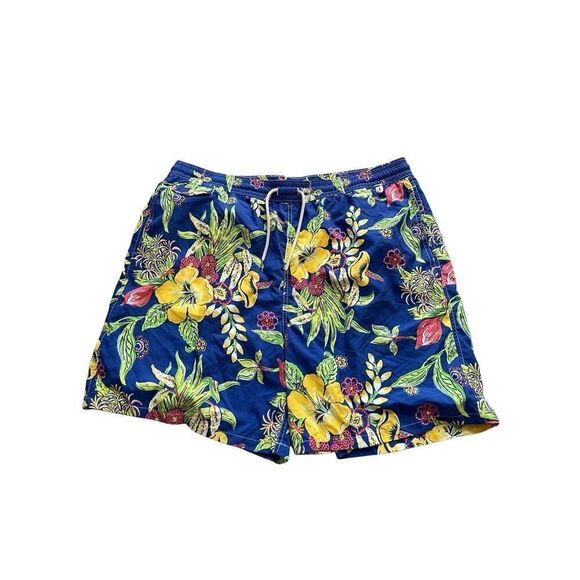Polo Ralph Lauren Men’s Swim Trunks – XXL, Blue Hawaiian Floral Print - Picture 1 of 5